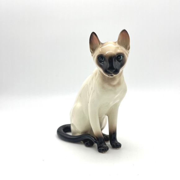 Vintage Shafford Seal Point Siamese Cat Figurine Ceramic Collectible Statue - Picture 1 of 9